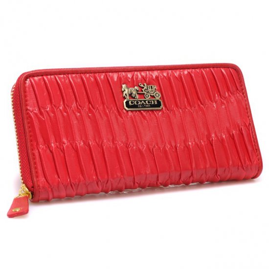 Coach Accordion Zip In Gathered Twist Large Red Wallets CCG - Click Image to Close